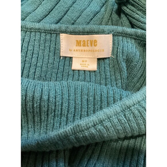Maeve Teal Blue Colleen Sweater Ribbed Sleeveless Midi Dress Petite M - Picture 4 of 5
